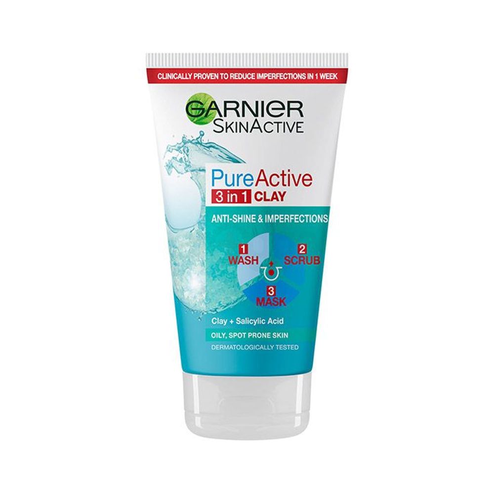 Garnier SkinActive Pure Active 3 in 1 Clay Anti-Shine & Imperfections 150ml  