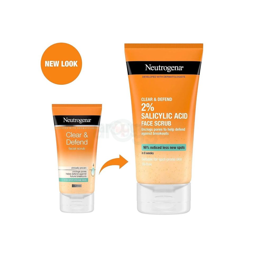 Neutrogena Clear & Defend 2% Salicylic Acid Face Scrub for Spot-Prone Skin  