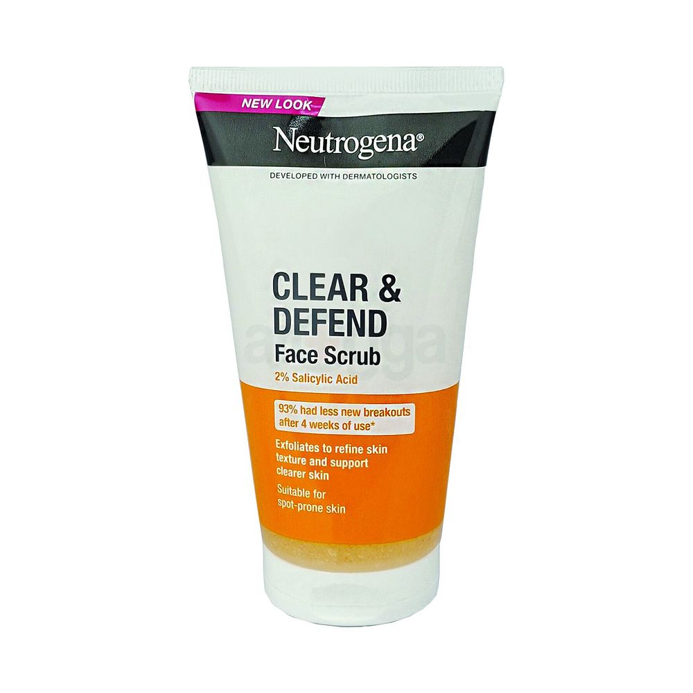 Neutrogena Clear & Defend 2% Salicylic Acid Face Scrub for Spot-Prone Skin 150ml  