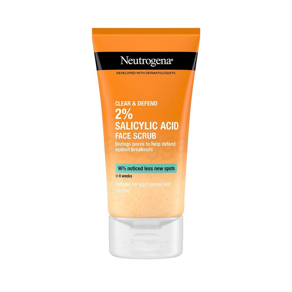 Neutrogena Clear & Defend 2% Salicylic Acid Face Scrub for Spot-Prone Skin  