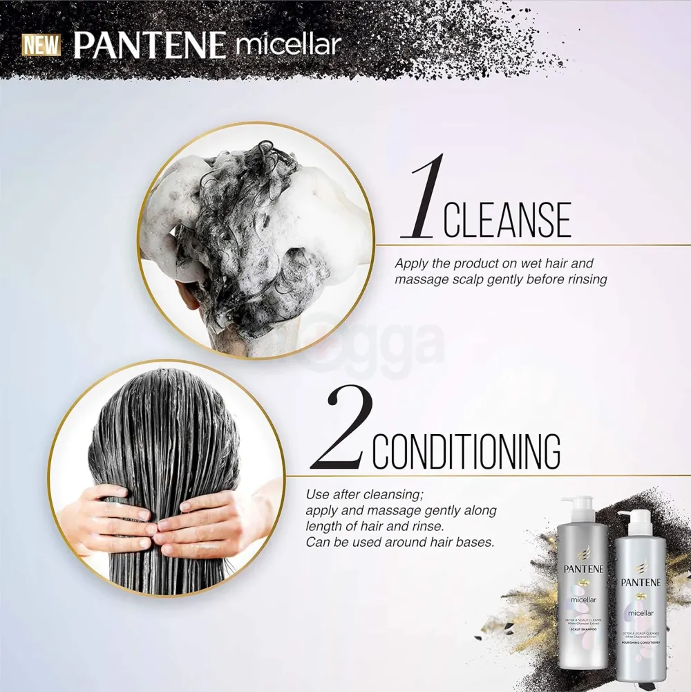 Pantene Micellar Detox & Scalp Cleanse White Charcoal Extract Scalp Shampoo 530ml  