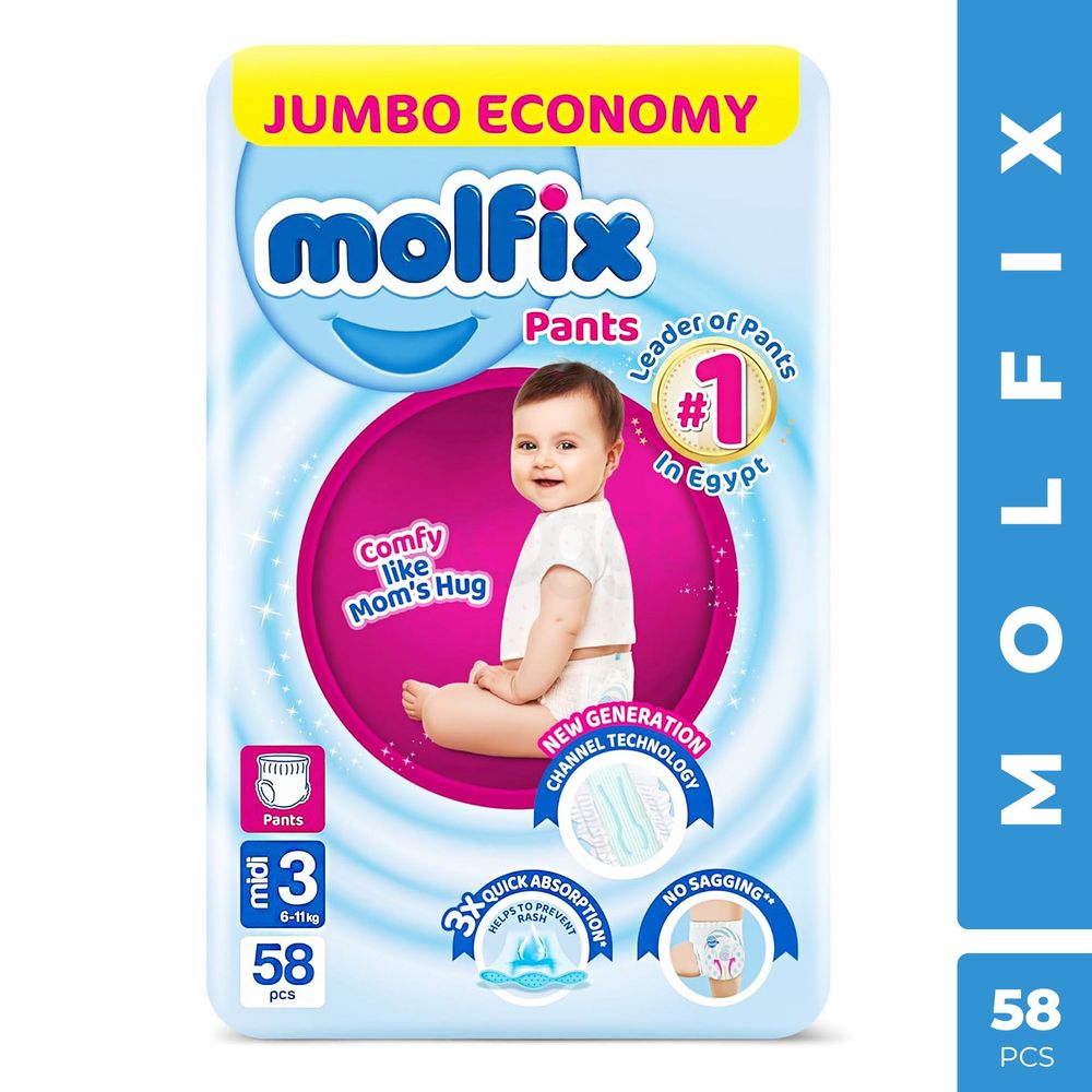 Molfix Diapers Jumbo Pants Midi 3 (6-11kg) 58 Pcs  