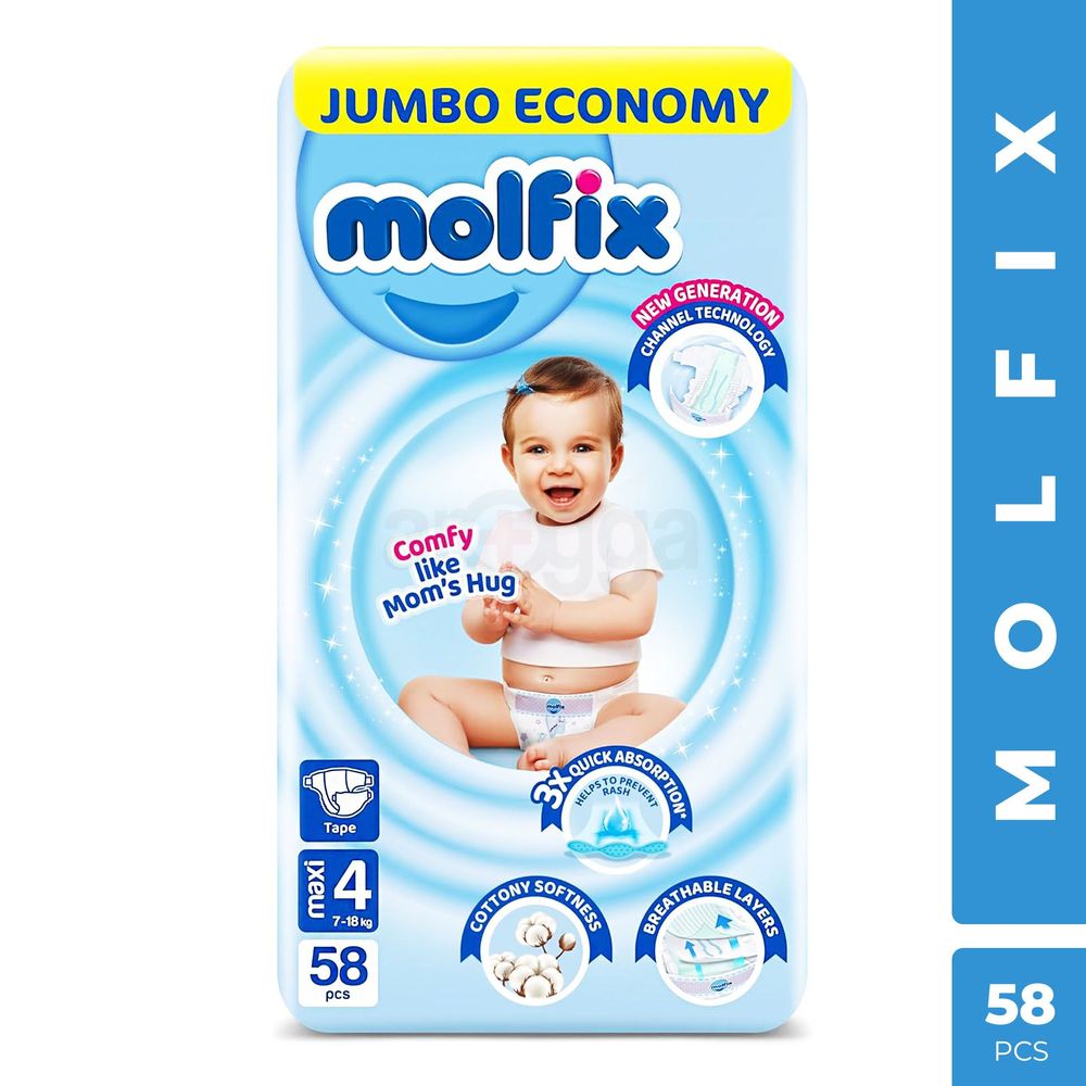 Molfix Diapers Jumbo Maxi (7-18kg) 58 Pcs  