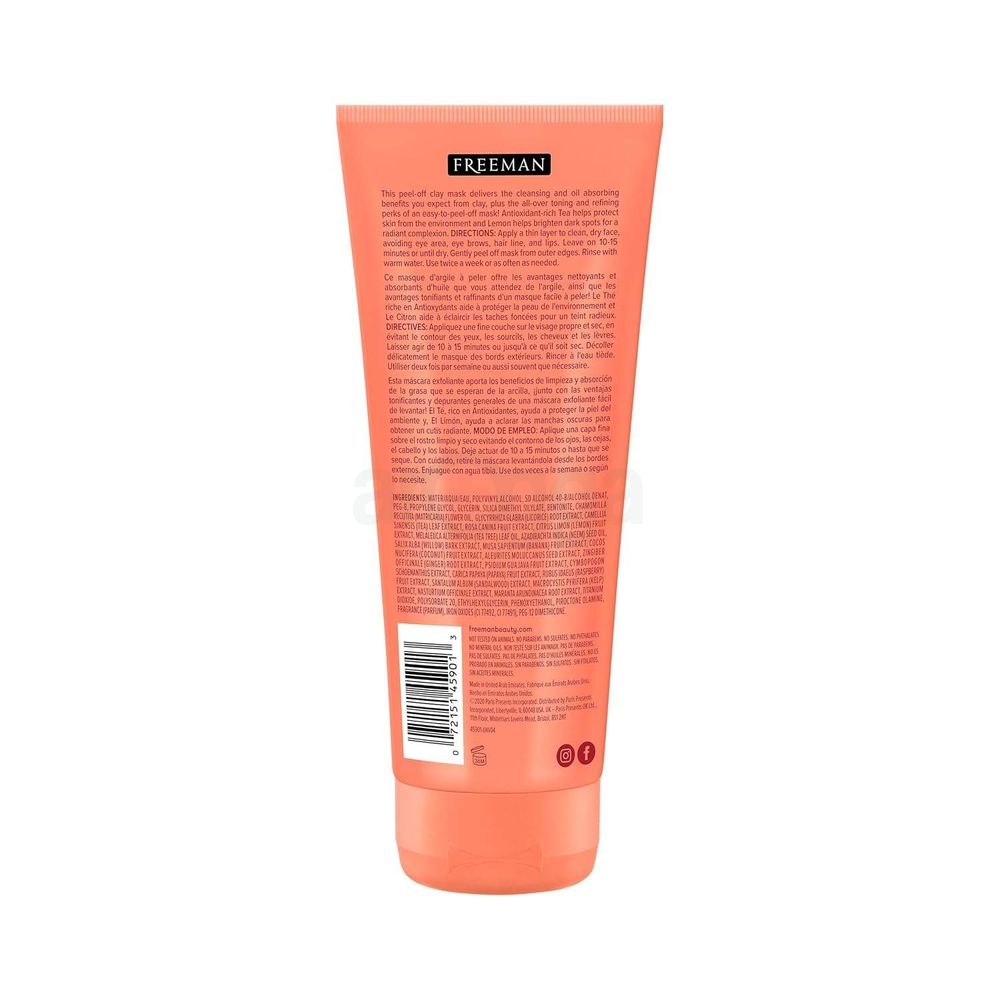 Freeman Clearing Sweet Tea & Lemon Peel Off Clay Mask for Normal to Combo Skin  