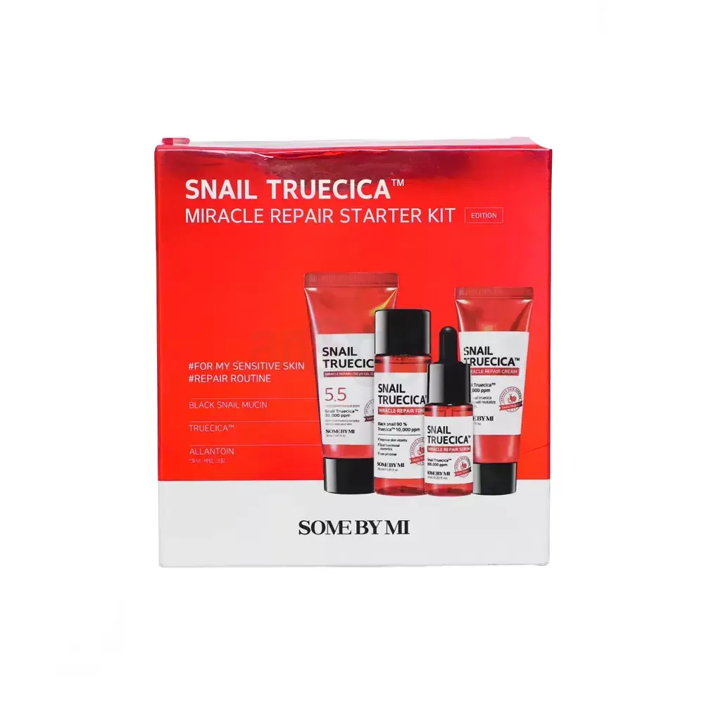 Some By Mi Snail Truecica Miracle Repair Starter Kit - Snail Gel Cleanser (30ml) + Snail Toner (30ml) + Snail Serum (10ml) + Snail Cream (20g)  