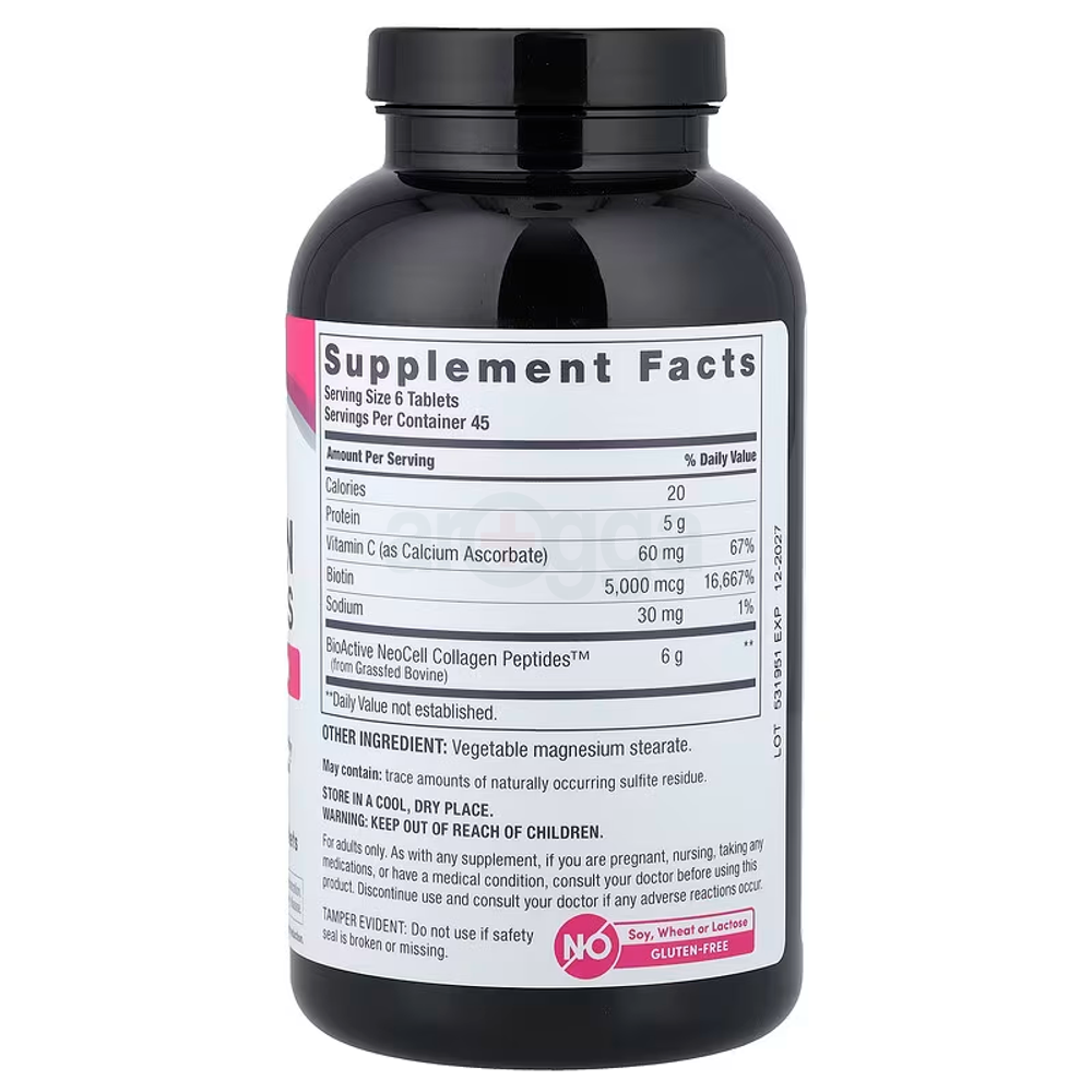 NeoCell Super Collagen With Vitamin C and Biotin, Skin, Hair and Nails Supplement, Includes Antioxidants, Tablet, 270 Count  