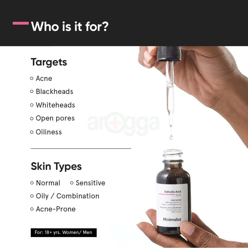 Minimalist Salicylic Acid 02% Face Serum for Reducing Acne, Blackheads & Excessive Oil  