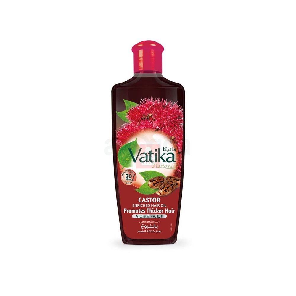 Vatika Naturals Castor Enriched Hair Oil with Vitamins-A, E, F for Thicker Hair  