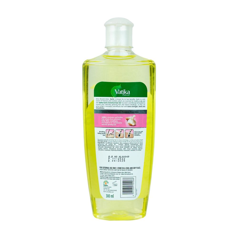 Vatika Naturals Garlic Enriched Hair Oil with Vitamins-A, E, F for Natural Hair Growth  