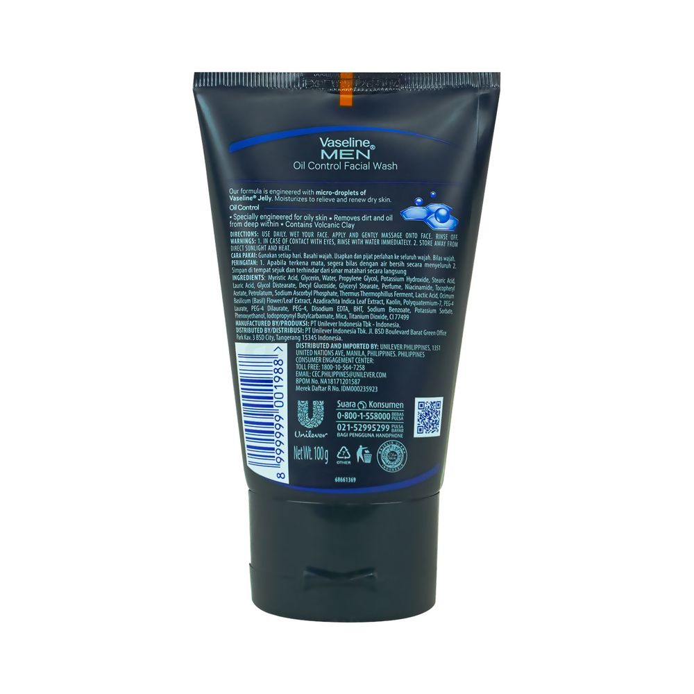 Vaseline Men Oil Control Facial Wash with Volcanic Clay  