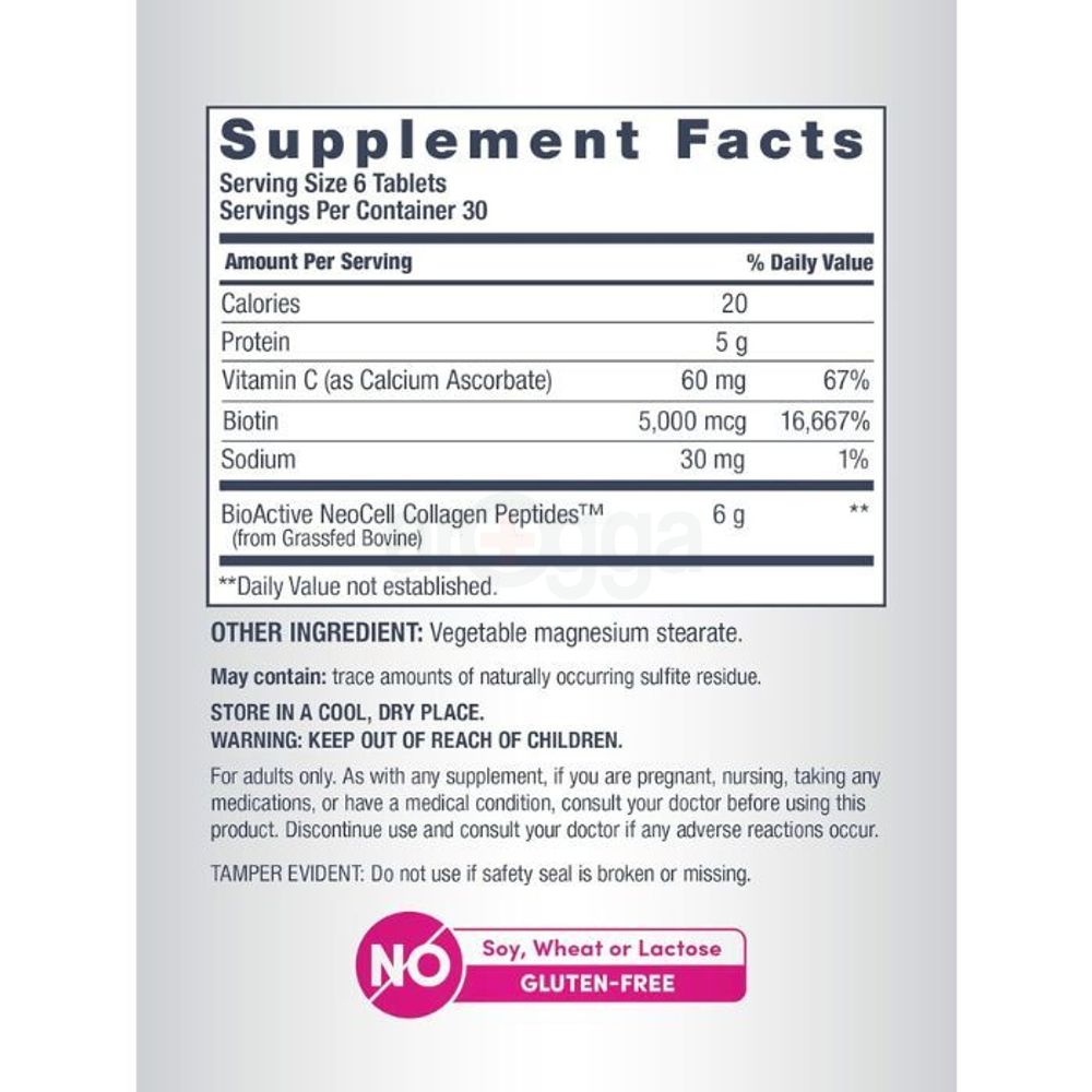 NeoCell Super Collagen With Vitamin C and Biotin, Skin, Hair and Nails Supplement, Includes Antioxidants, Tablet, 180 Count, 1 Bottle  