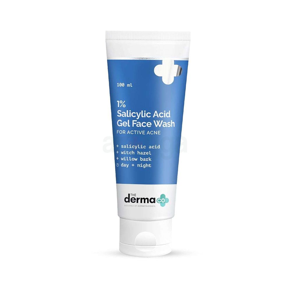 The Derma Co 1% Salicylic Acid Gel Daily Face Wash With Salicylic Acid, Witch Hazel & Willow Black for Active Acne  