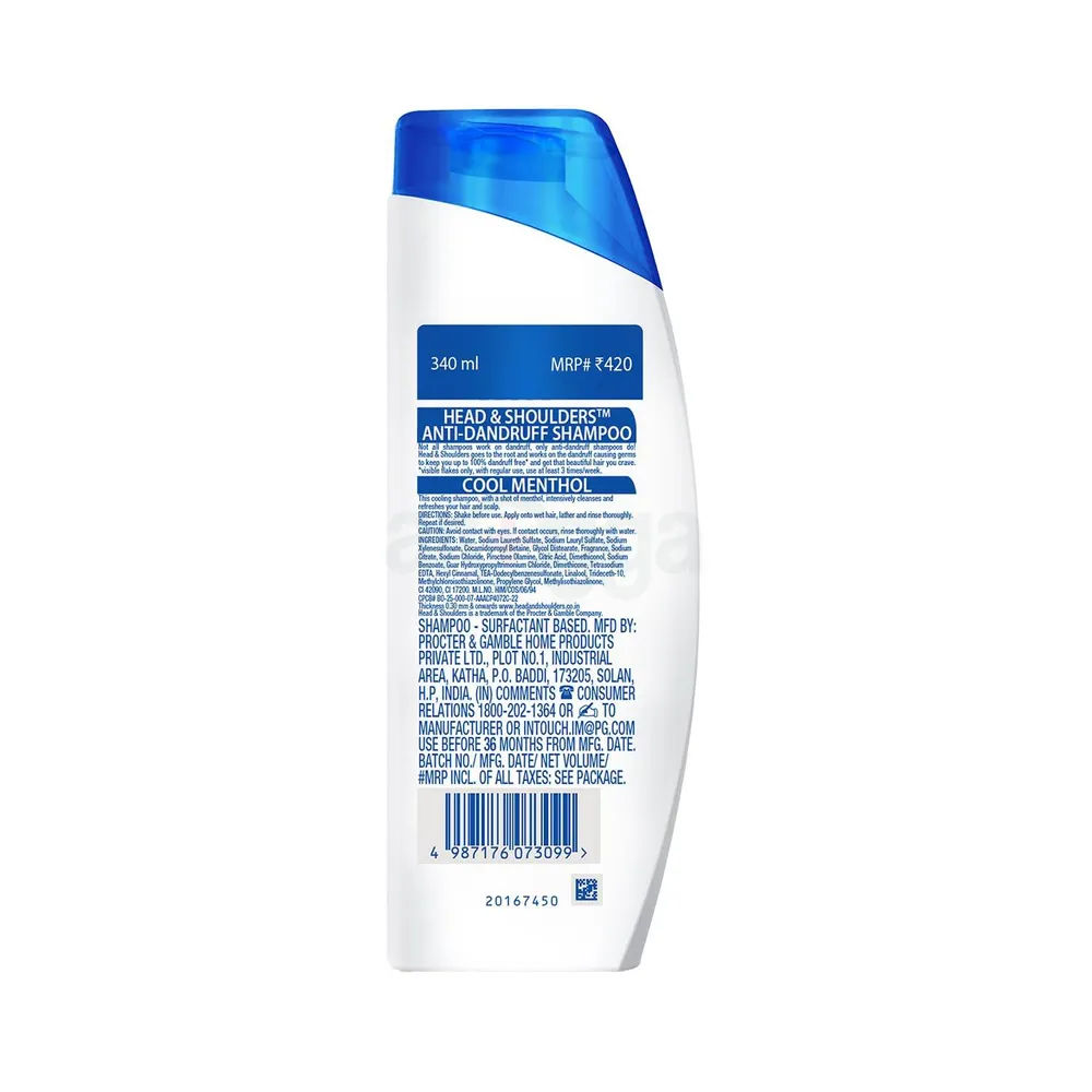 Head and Shoulders Anti Dandruff Cool Menthol Shampoo 340ml  
