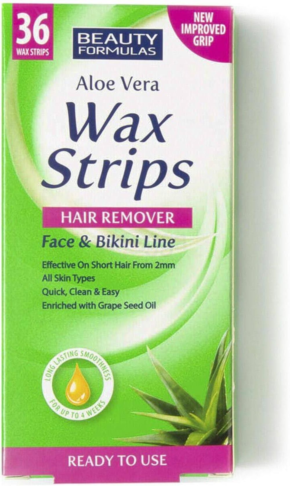 Beauty Formulas Aloe Vera Wax Strips Hair Remover for All Skin Types  