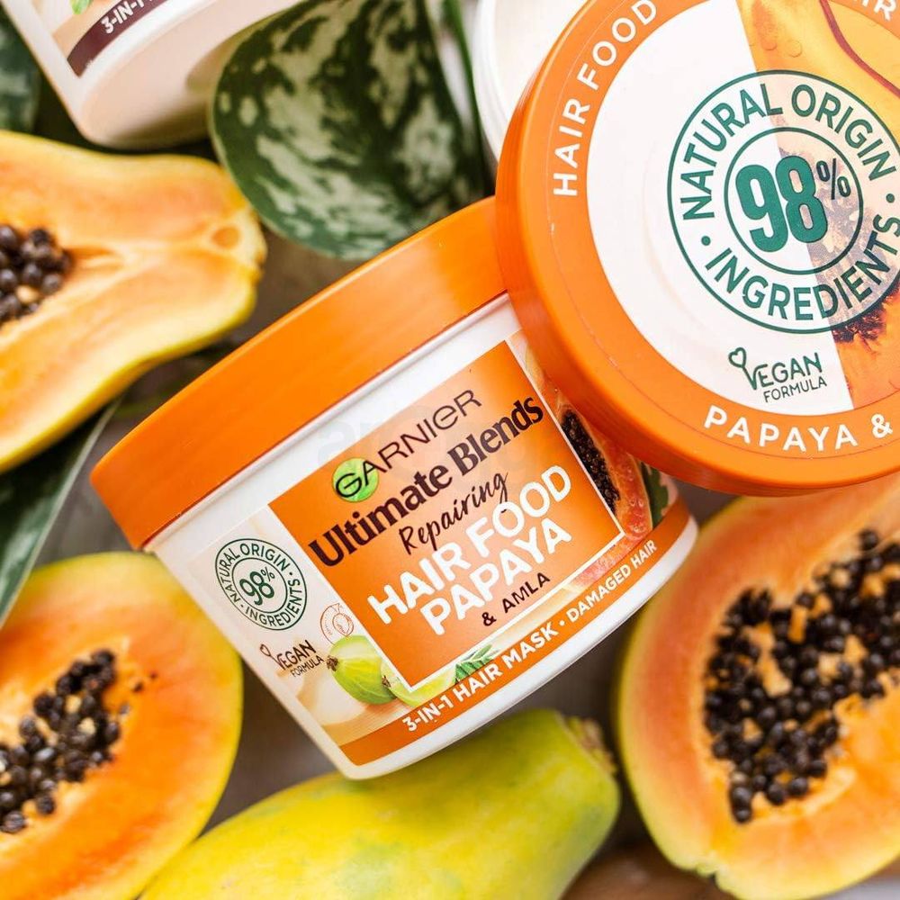 Garnier Ultimate Blends Repairing Hair Food Papaya & Amla 3 in 1 Hair Mask for Damaged Hair 98% 390ml  