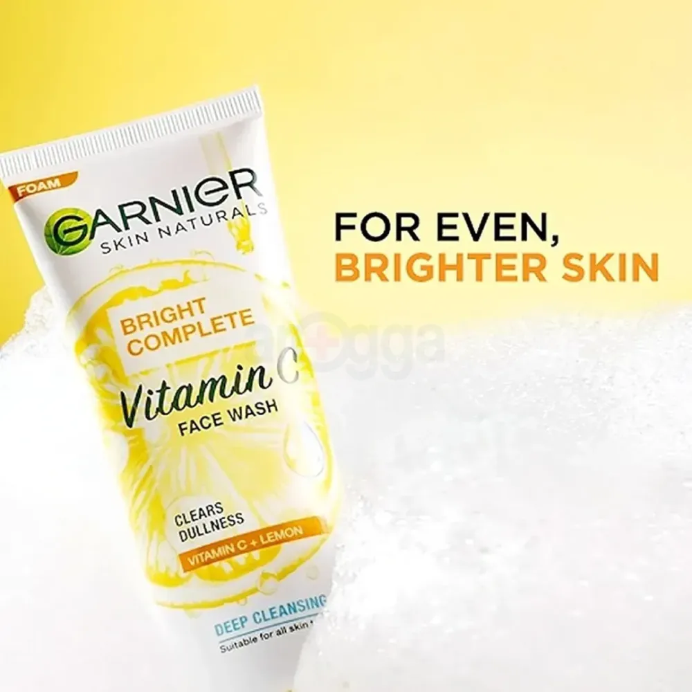 Garnier Bright Complete Vitamin C Deep Cleansing Face Wash with Vitamin C and Lemon for All Skin Types  
