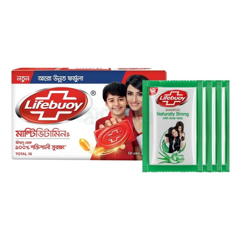 Buy 1 Lifebuoy Soap Bar Total 10 150gm Get 4 pcs Lifebuoy Shampoo Natural Strong with Aloe Vera 5ml Mini Pack Free  