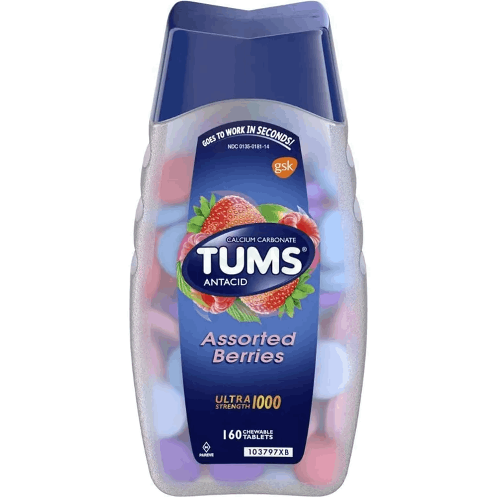 TUMS Antacid Ultra 1000 Strength Assorted Berries 160 Tablets  