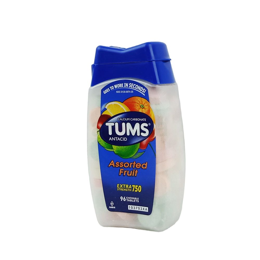 Tums Ultra 750 Antacid Tablets, Assorted Fruit, 96-Tablets  