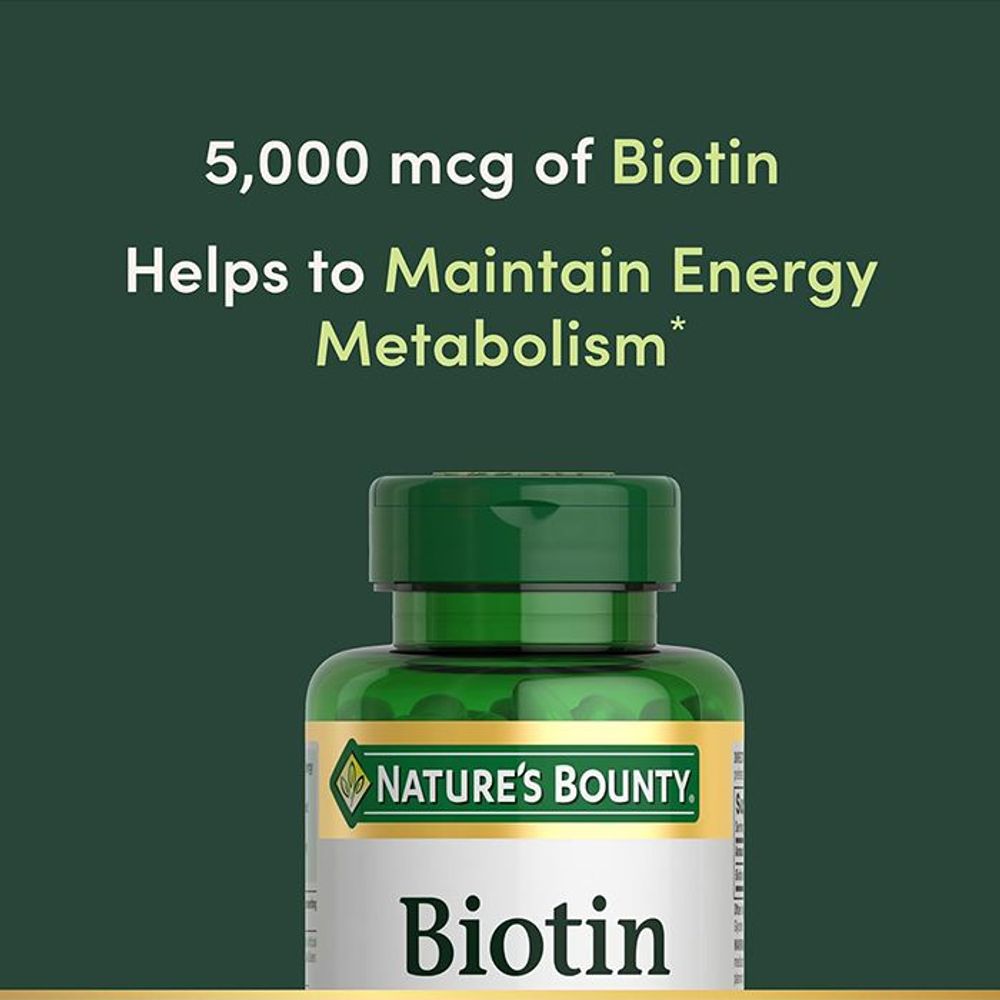 Nature's Bounty Biotin 5000mcg 150 Capsules Supports Healthy Hair Skin Nails  