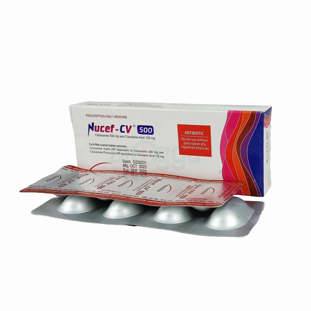 Nucef CV 500mg+125mg Tablet