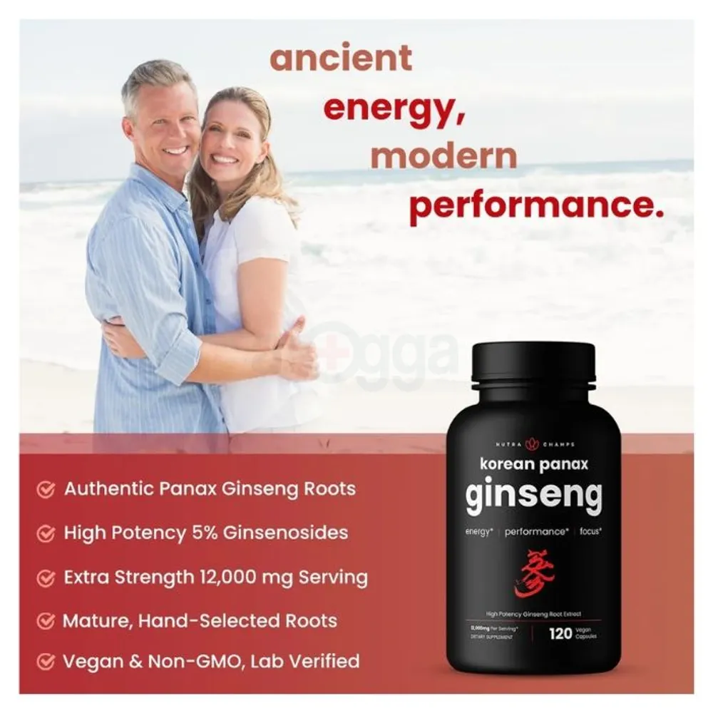 NutraChamps Korean Red Panax Ginseng Supplement 120 Capsules  