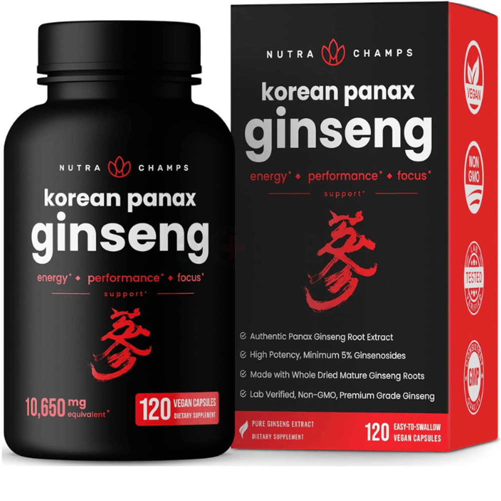 NutraChamps Korean Red Panax Ginseng Supplement 120 Capsules  