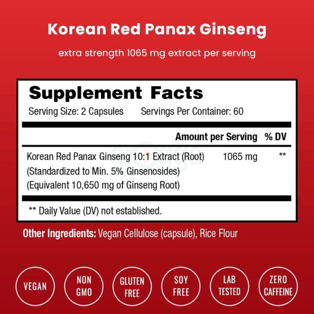 NutraChamps Korean Red Panax Ginseng Supplement 120 Capsules  