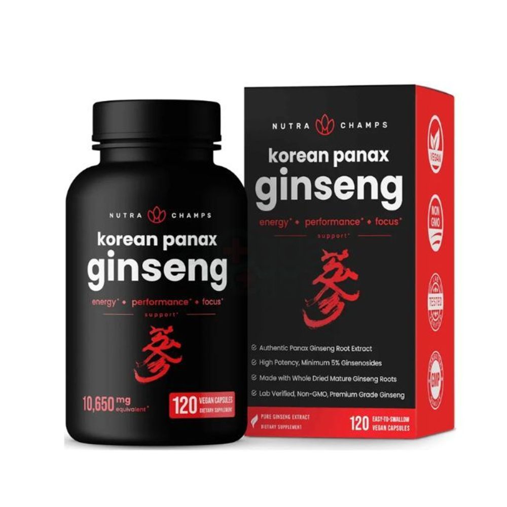 NutraChamps Korean Red Panax Ginseng Supplement 120 Capsules  