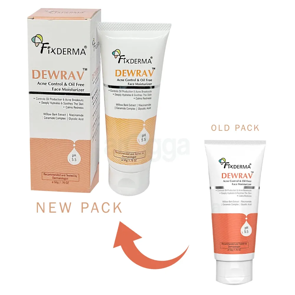 Fixderma Dewrav Acne Control & Oil Free Face Moisturizer | Non-Greasy Hydration for Acne-Prone Skin 50gm  