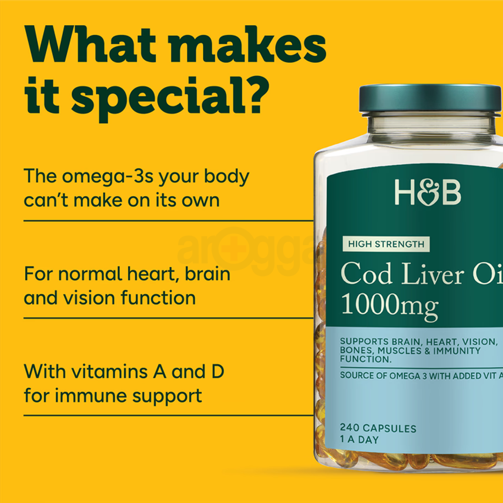 Holland & Barrett Pure Cod Liver Oil 1000mg 240 Capsules  