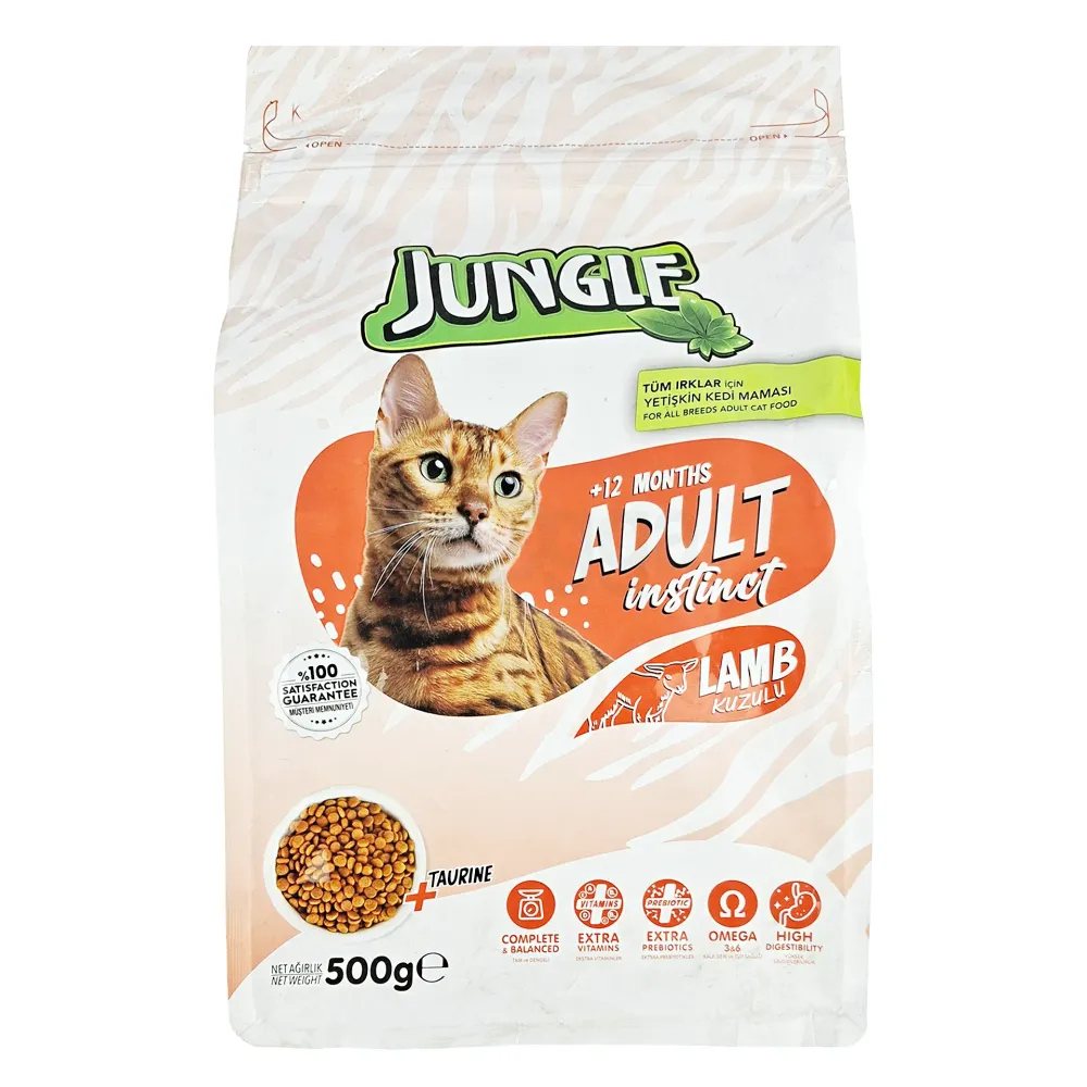 Jungle Adult Dry Cat Food Lamb - 500g  