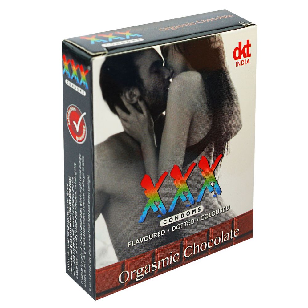 XXX Dotted Chocolate Flavorured Coloured Condom - 3Pcs Pack  