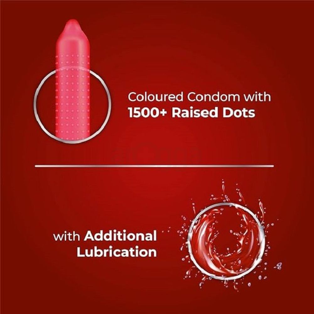 Skore Cherry Flavored 1500+ Dotted with Extra Lubrication Condom - 10pcs Pack  