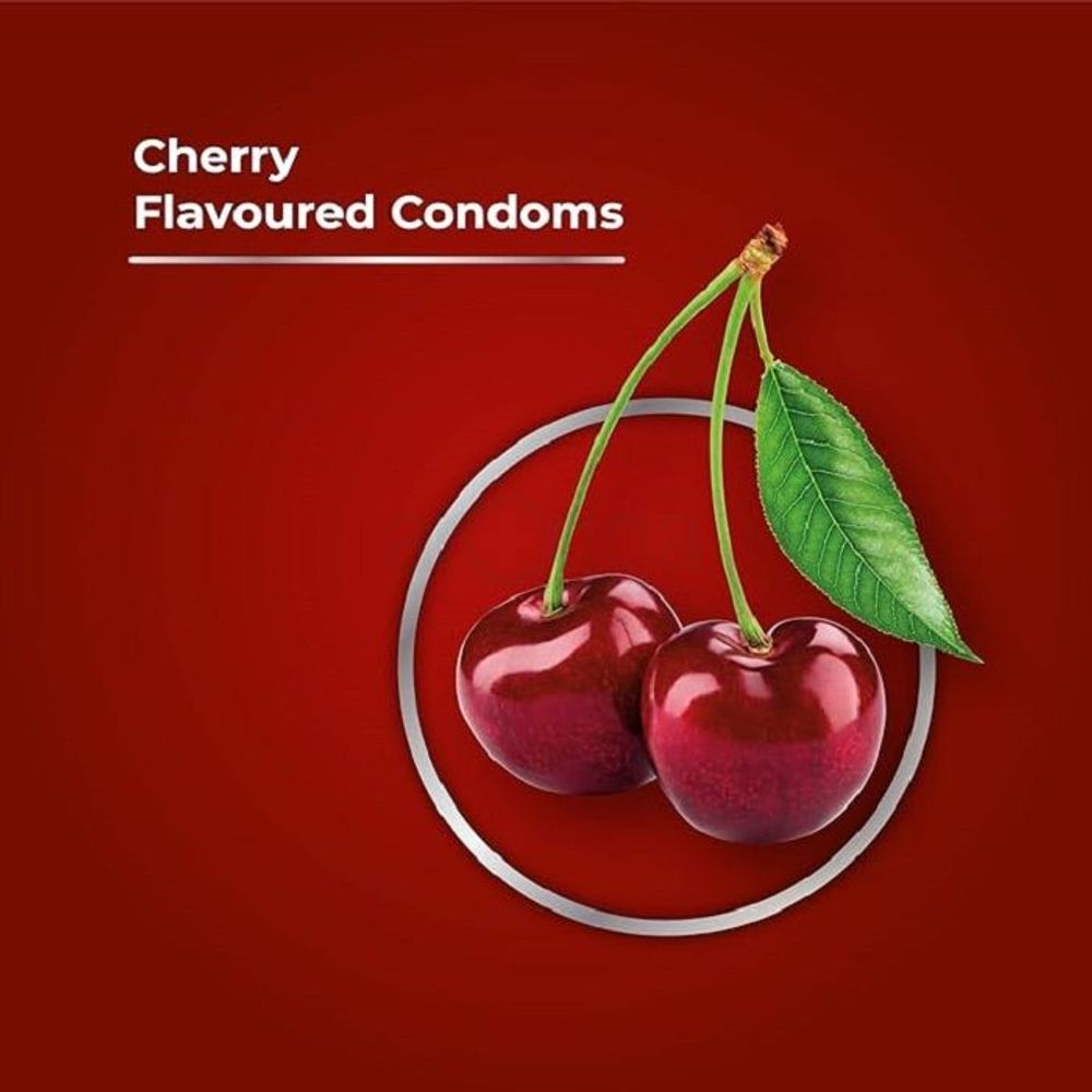 Skore Cherry Flavored 1500+ Dotted with Extra Lubrication Condom - 10pcs Pack  