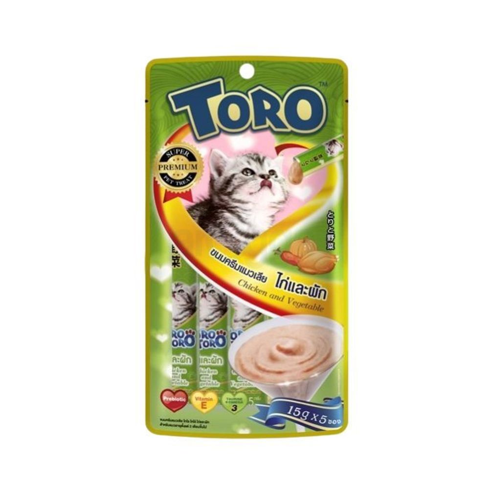 Toro Toro Kitten Treat With Chicken & Vegetable - 15g x 5pcs  