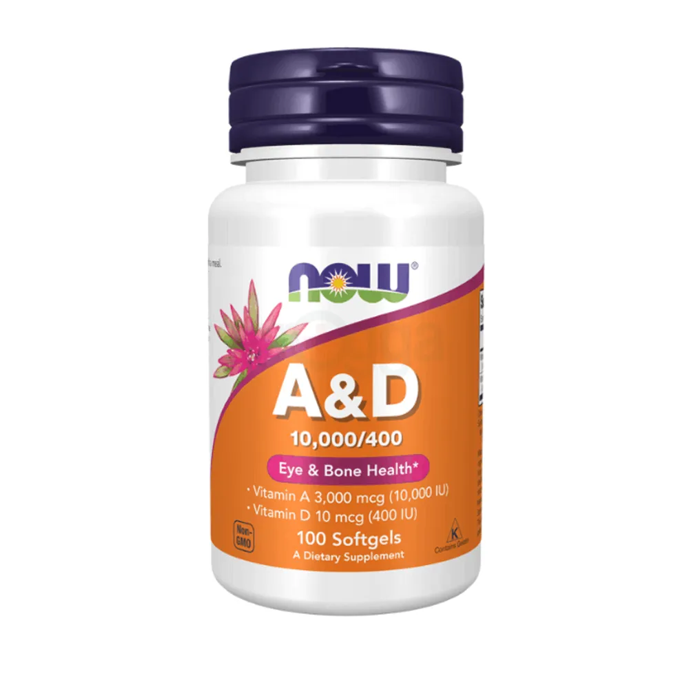 Now Foods Vitamin A & D, 10000/400, 100 Capsules  