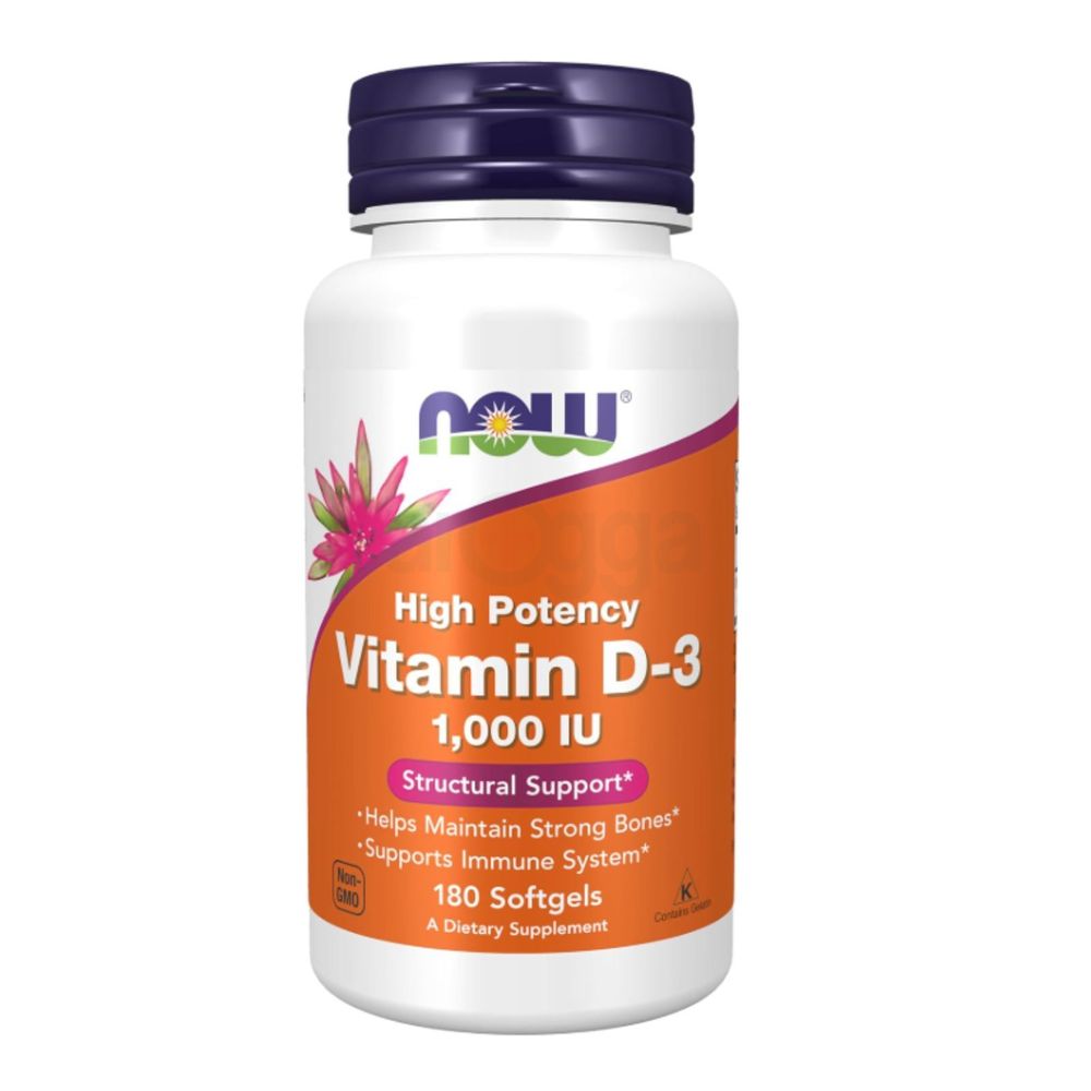 NOW Supplements, Vitamin D-3 1,000 IU, High Potency, Structural Support, 180 Capsules  