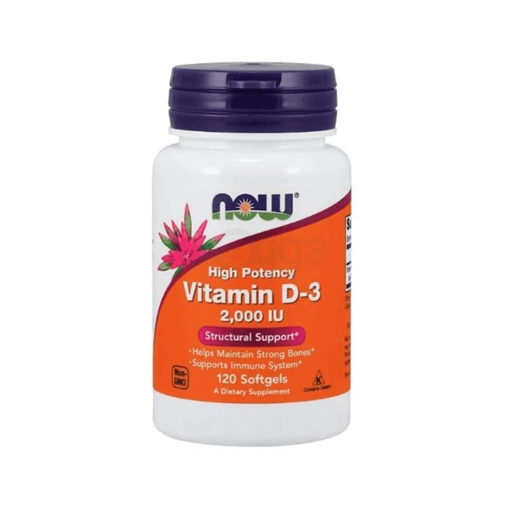 NOW Supplements, Vitamin D-3 2,000 IU, High Potency, Structural Support*, 120 Capsules  
