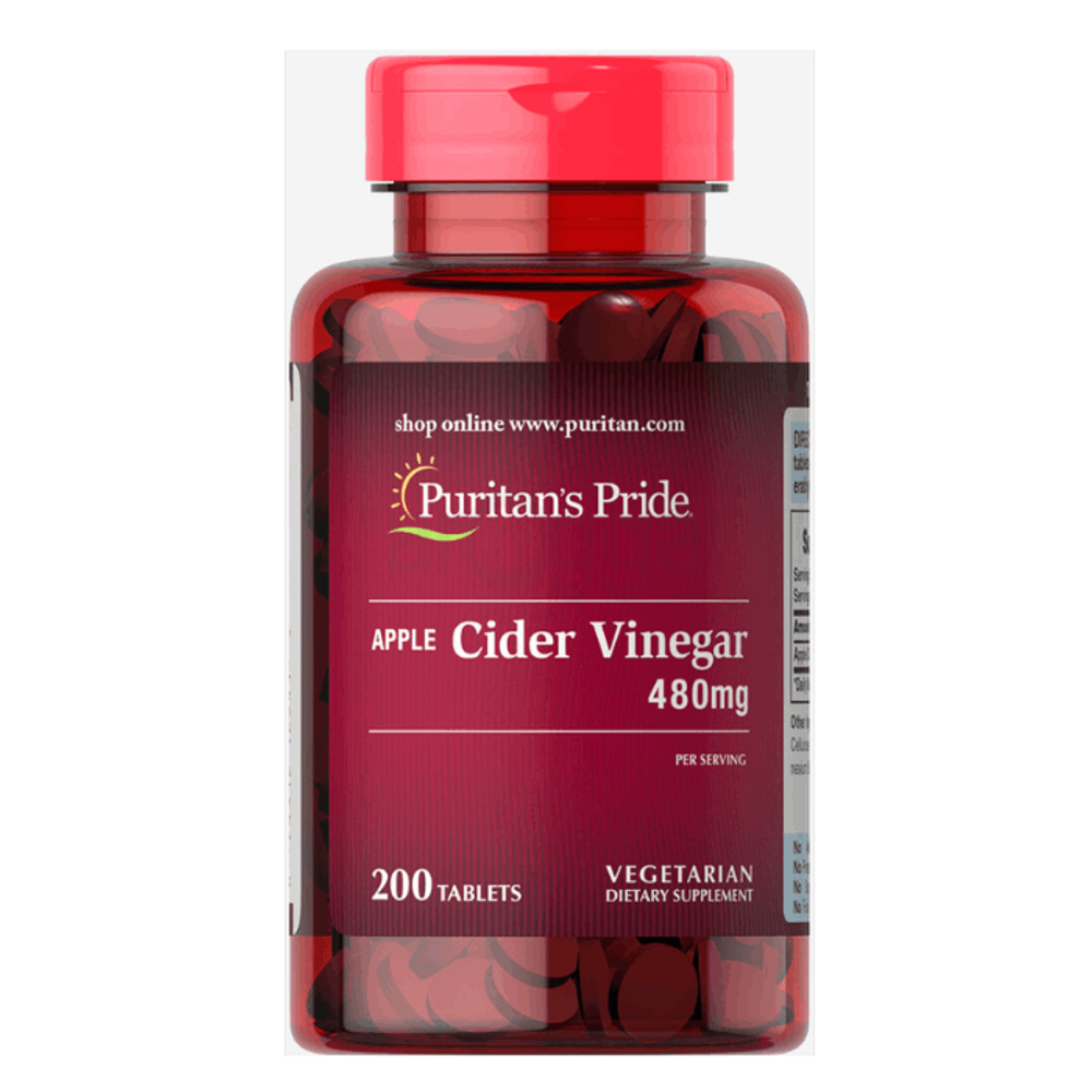 Puritan's Pride Apple Cider Vinegar 480 mg 200 Tablets,  