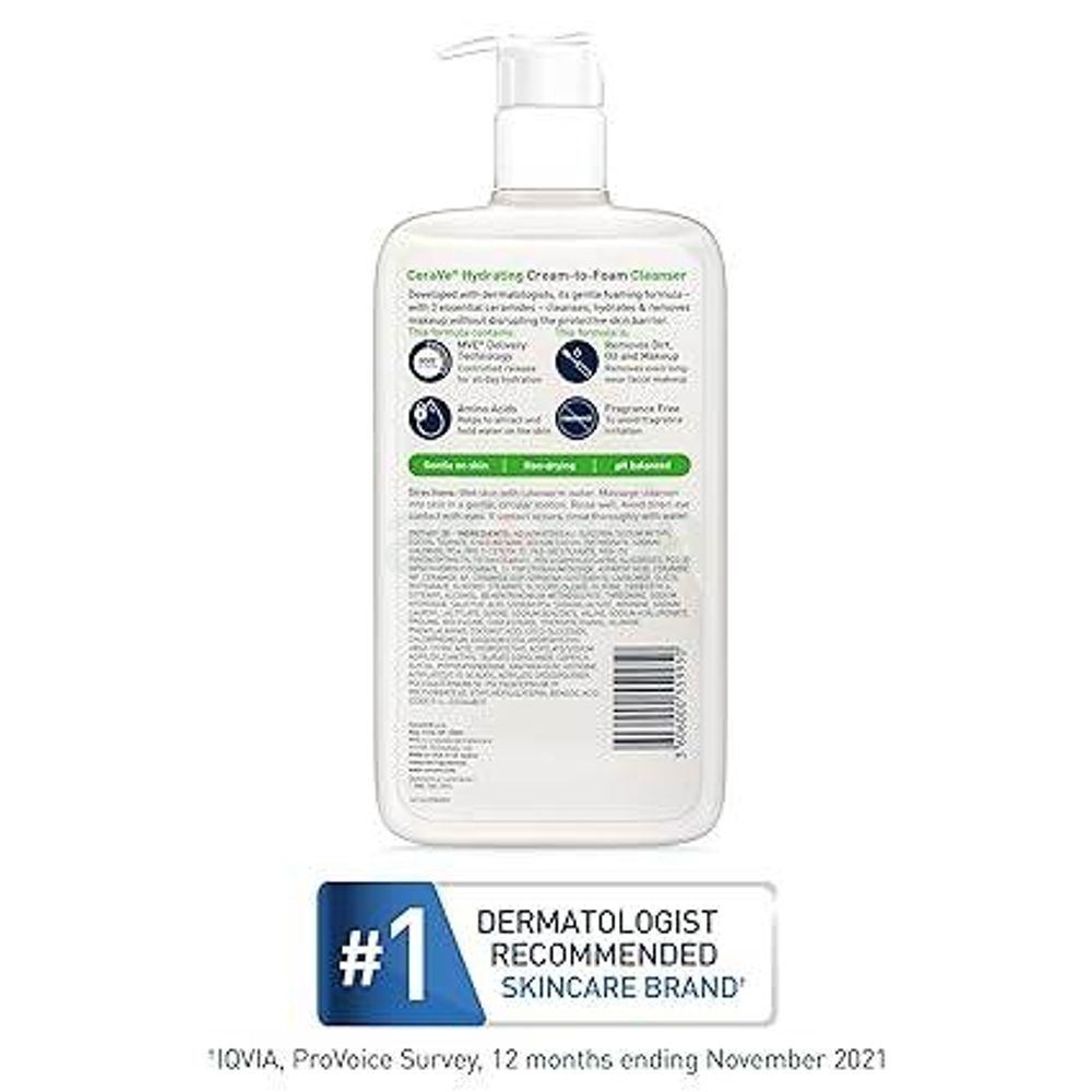 Cerave Hydrating Cream to Foam Cleanser for Normal to Dry Skin 355ml  