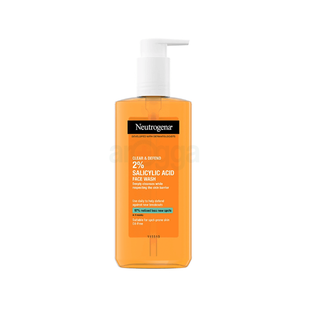 Neutrogena Clear & Defend 2% Salicylic Acid Oil Free Face Wash for Spot Prone Skin  