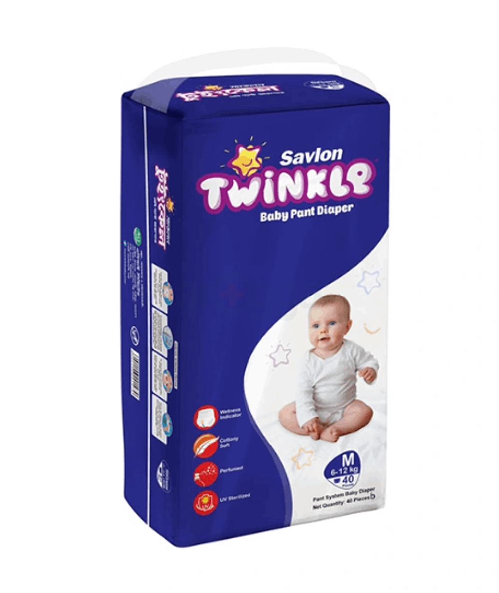 Savlon Twinkle Baby Pant Diaper Medium 40 pcs (6-12 kg)  