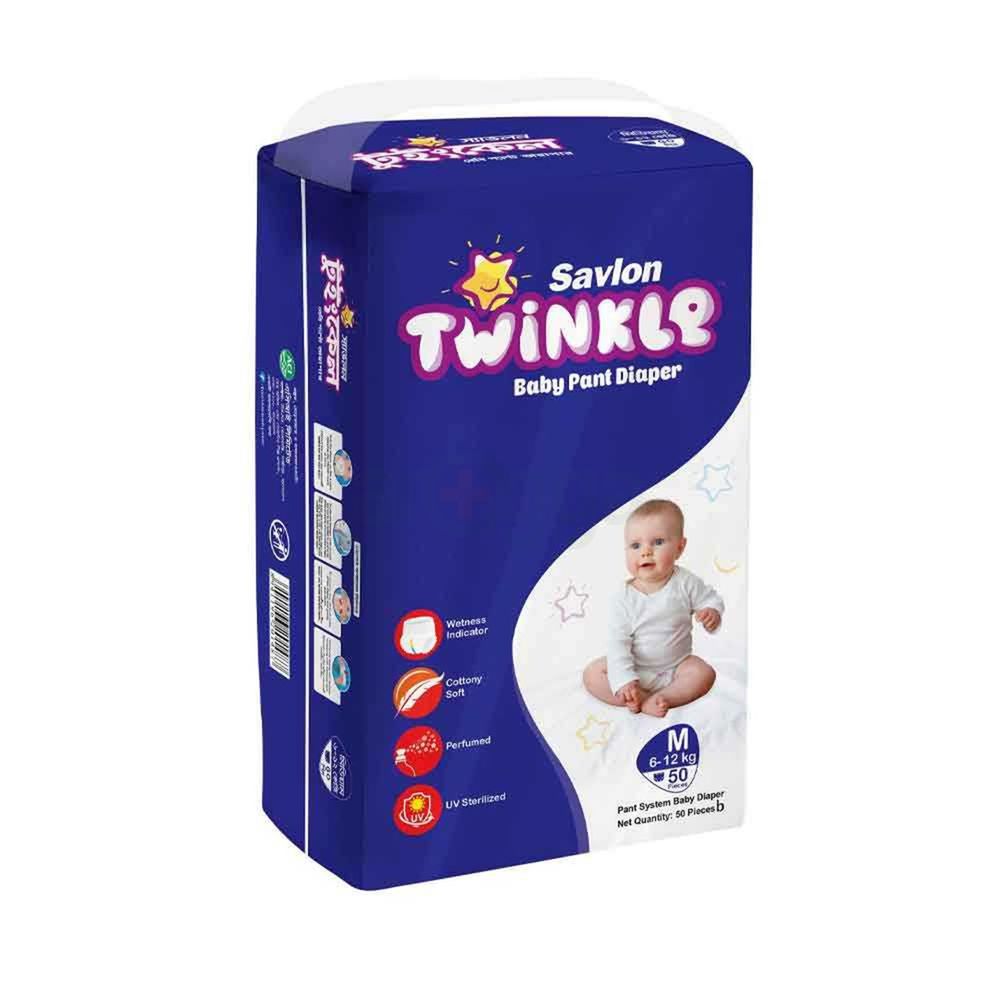 Savlon Twinkle Baby Pant Diaper Medium 50 pcs (6-12 kg)  