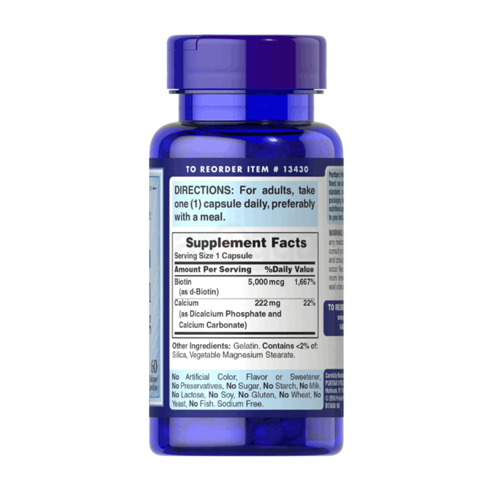 Puritan's Pride Biotin 5000mcg 60 Capsules  