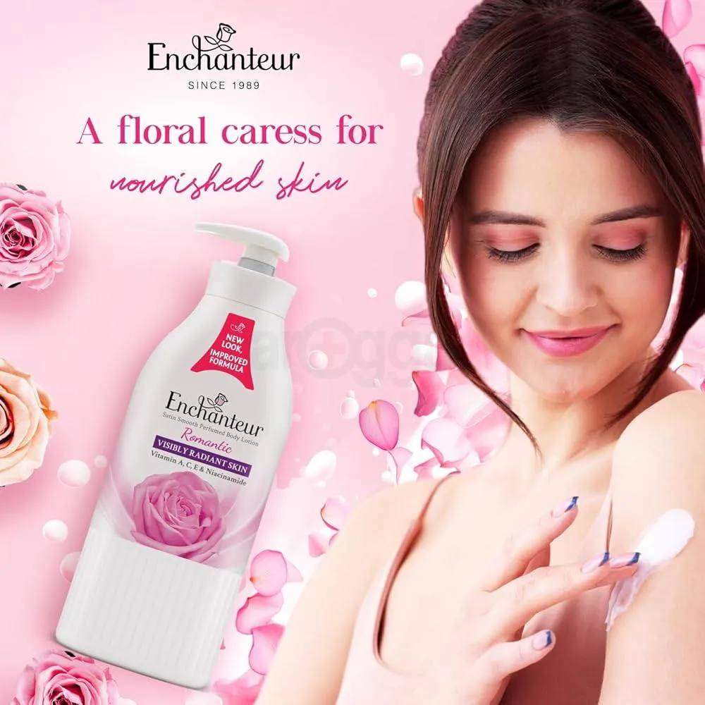 Enchanteur Romantic Satin Smooth Perfumed Lotion with Vitamin A, C, E & Niacinamide  