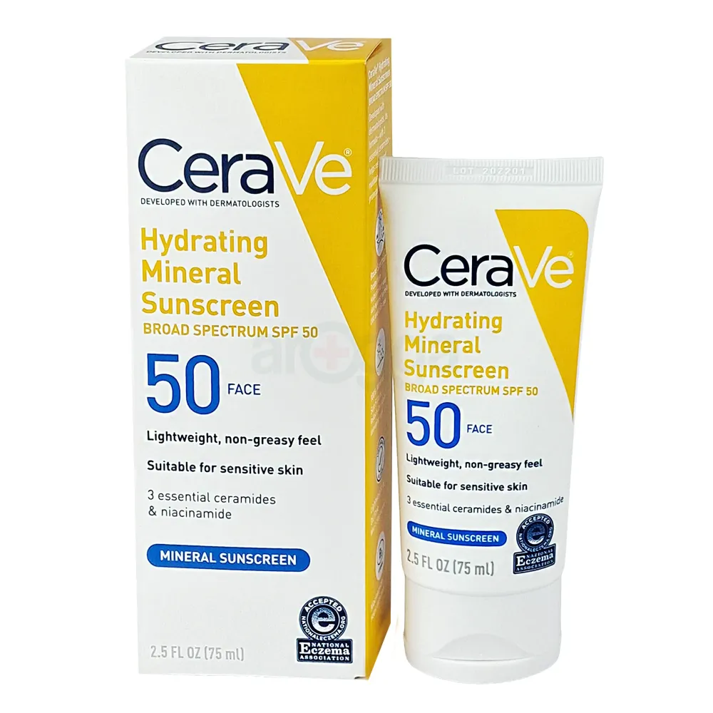 Cerave Hydrating Mineral Face Sunscreen Broad Spectrum SPF50 for Sensitive Skin 75ml  