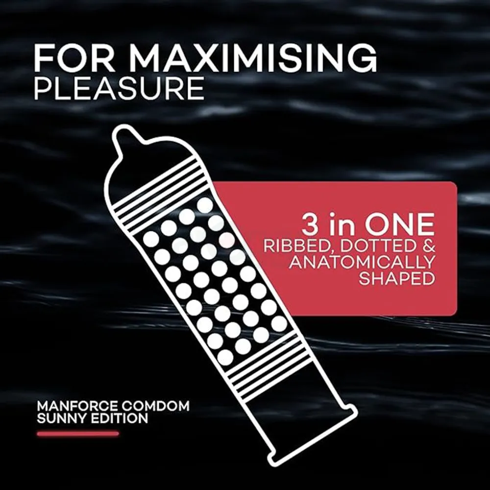 Manforce Sunny Edition Ribbed & Dotted Condoms - 10pcs Pack  