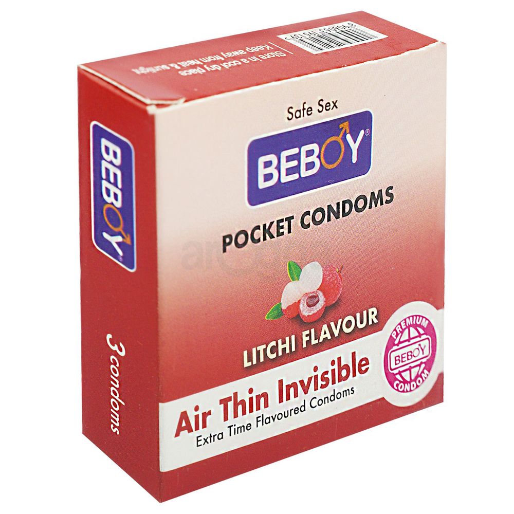 Beboy Extra Time Air Thin Invisible Condom (Litchi Flavour) - 3Pcs (India)  