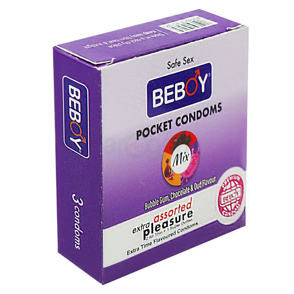 Beboy Mix Extra Time Assorted Air & Dotted (Mix Flavoured) Condom - 3Pcs (India)  